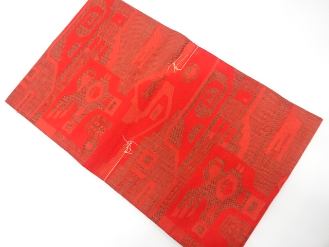 JAPANESE KIMONO / ANTIQUE NAGOYA OBI / SILK / WOVEN MIST & ABSTRACT PATTERN